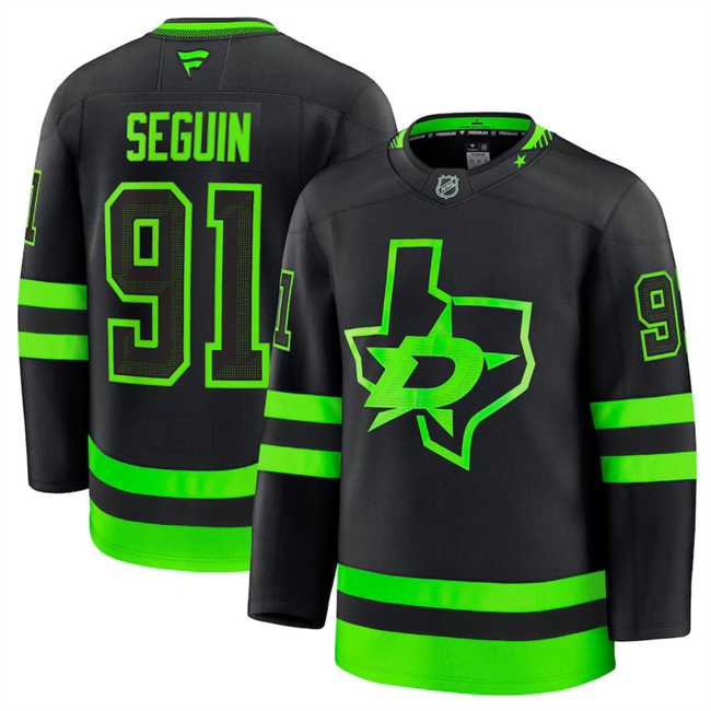 Men%27s Dallas Stars #91 Tyler Seguin Black 2024-25 Alternate Stitched Hockey Jersey Dzhi